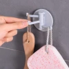 Invisible adhesive 3-branch rotating hook, kitchen and bathroom wall hook, home plain color hook, nail-free adhesive hook 3 hooks Specification image